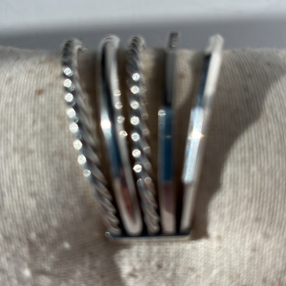 David Yurman Stax- 5 Silver and Diamond Cuffs Combined into one Cuff Bracelet - Picture 6 of 16
